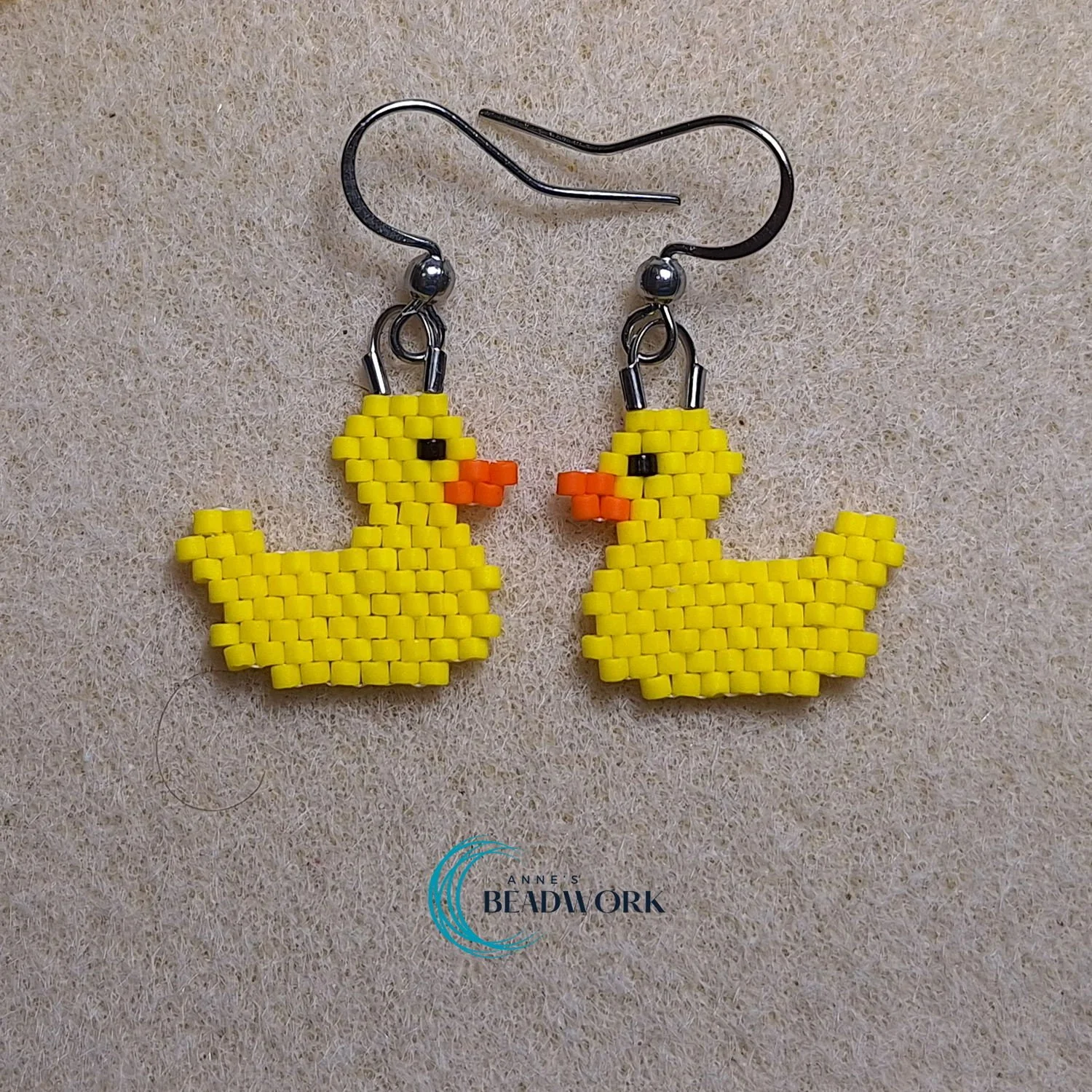 Rubber Ducky Glass Seed Bead Earrings