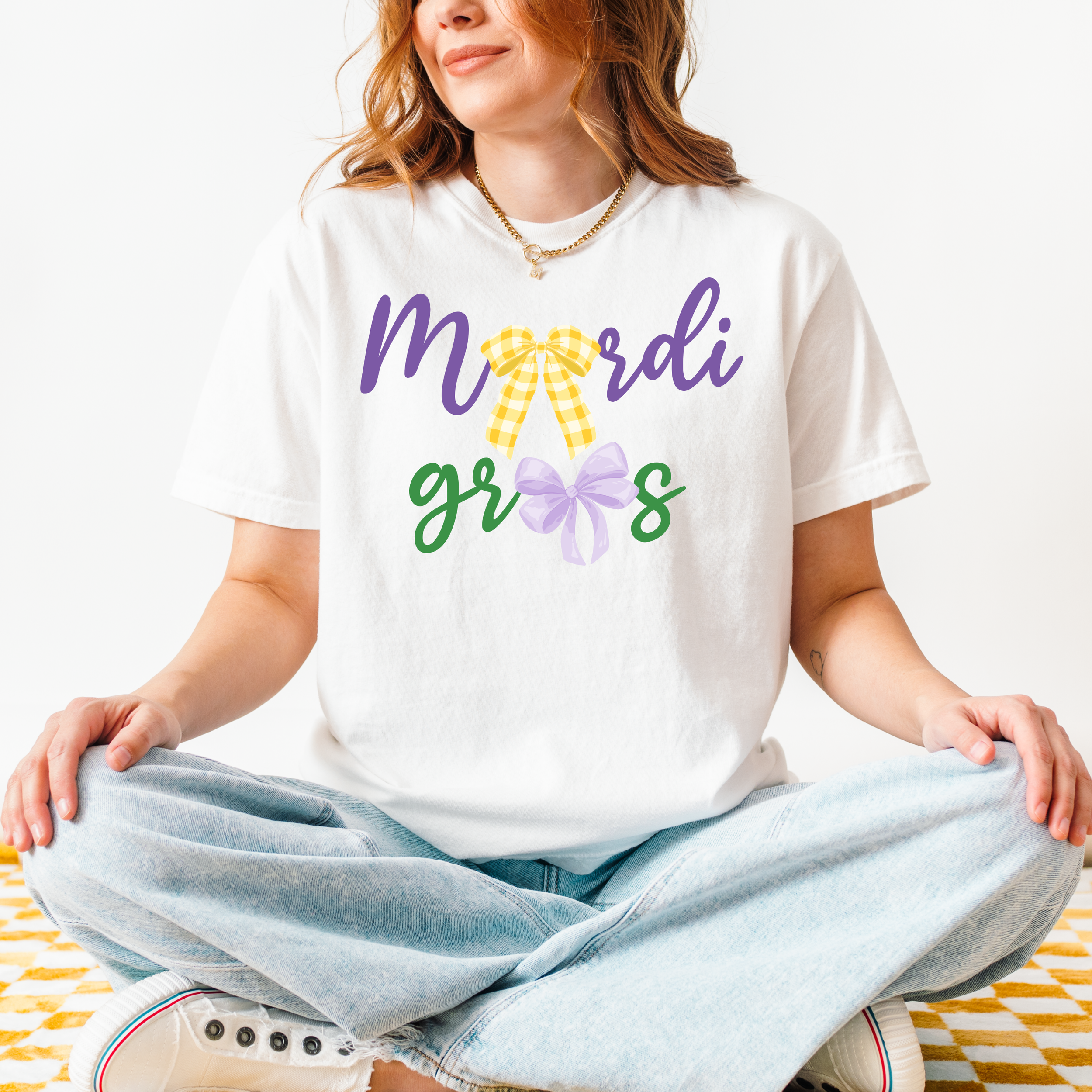 Coquette Bow Mardi Gras Tee