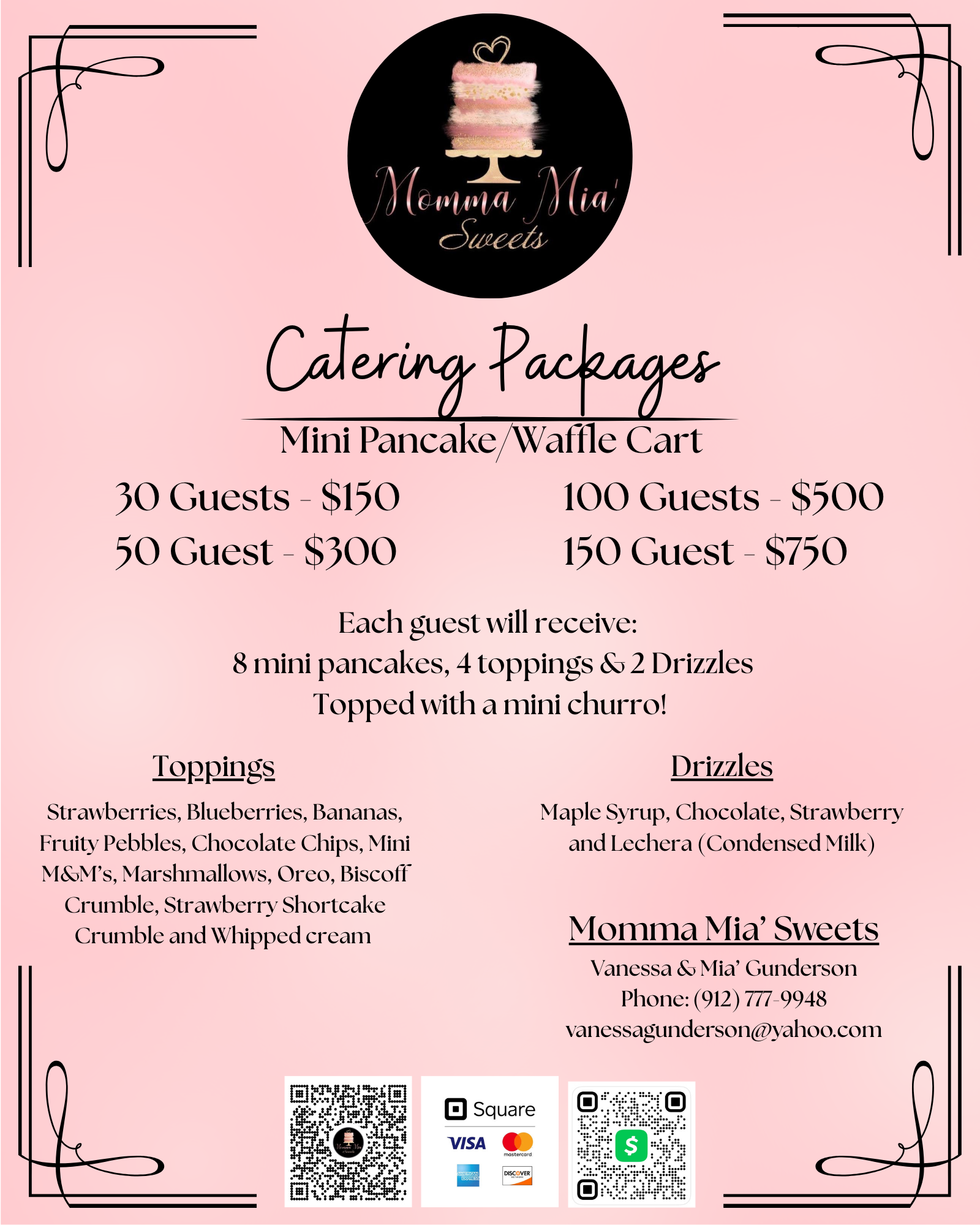 Mini Pancake/Waffle Catering Package