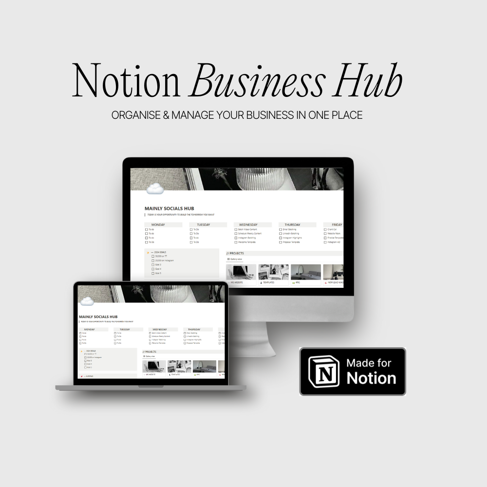 Notion Business Hub Template — MAINLY SOCIALS