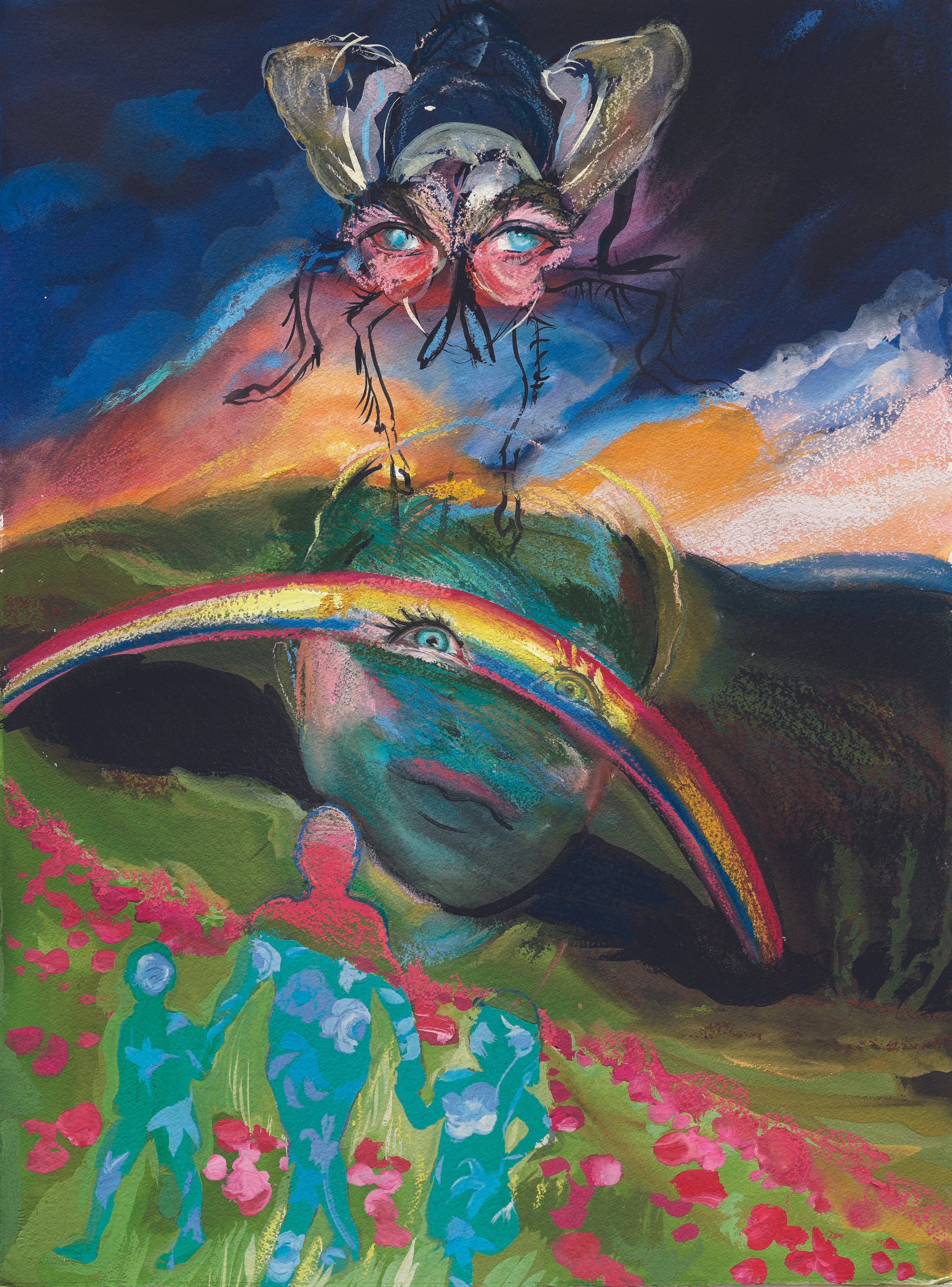 The Stranger Child V (ETA Hoffmann), 30 x 22", gouache and chalk pastel on paper, 2021-2
