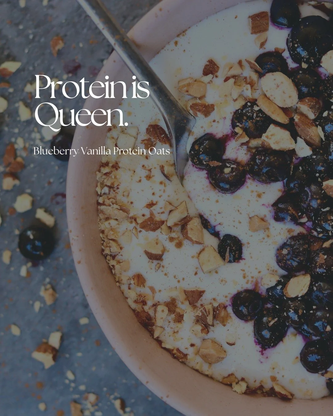 These oats are my weekday love language 💙

Creamy, sweet, full of blueberries and vanilla - but built with purpose.
30g protein, 7g fibre, slow carbs.
That combo keeps your blood sugar (and your mood) steady right through to lunch.

Because when you