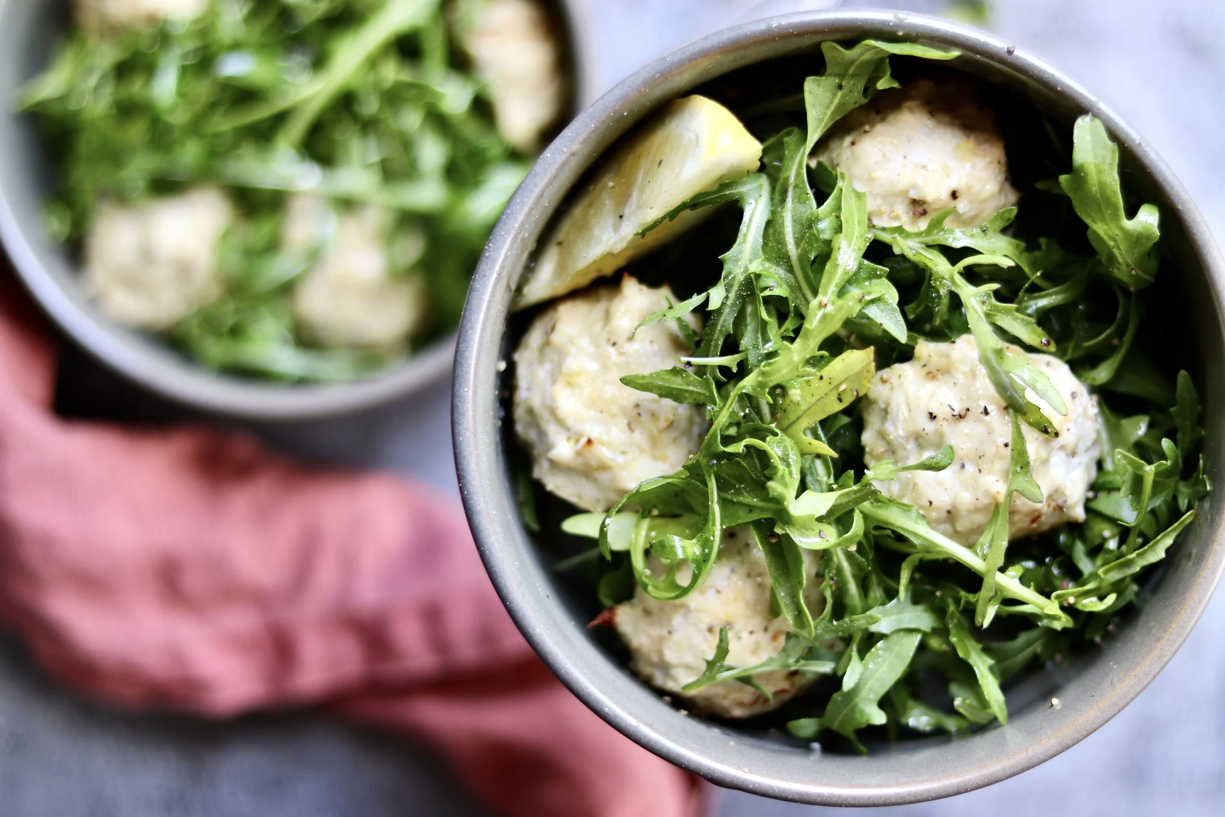 Fennel Chicken Meatballs with Rocket