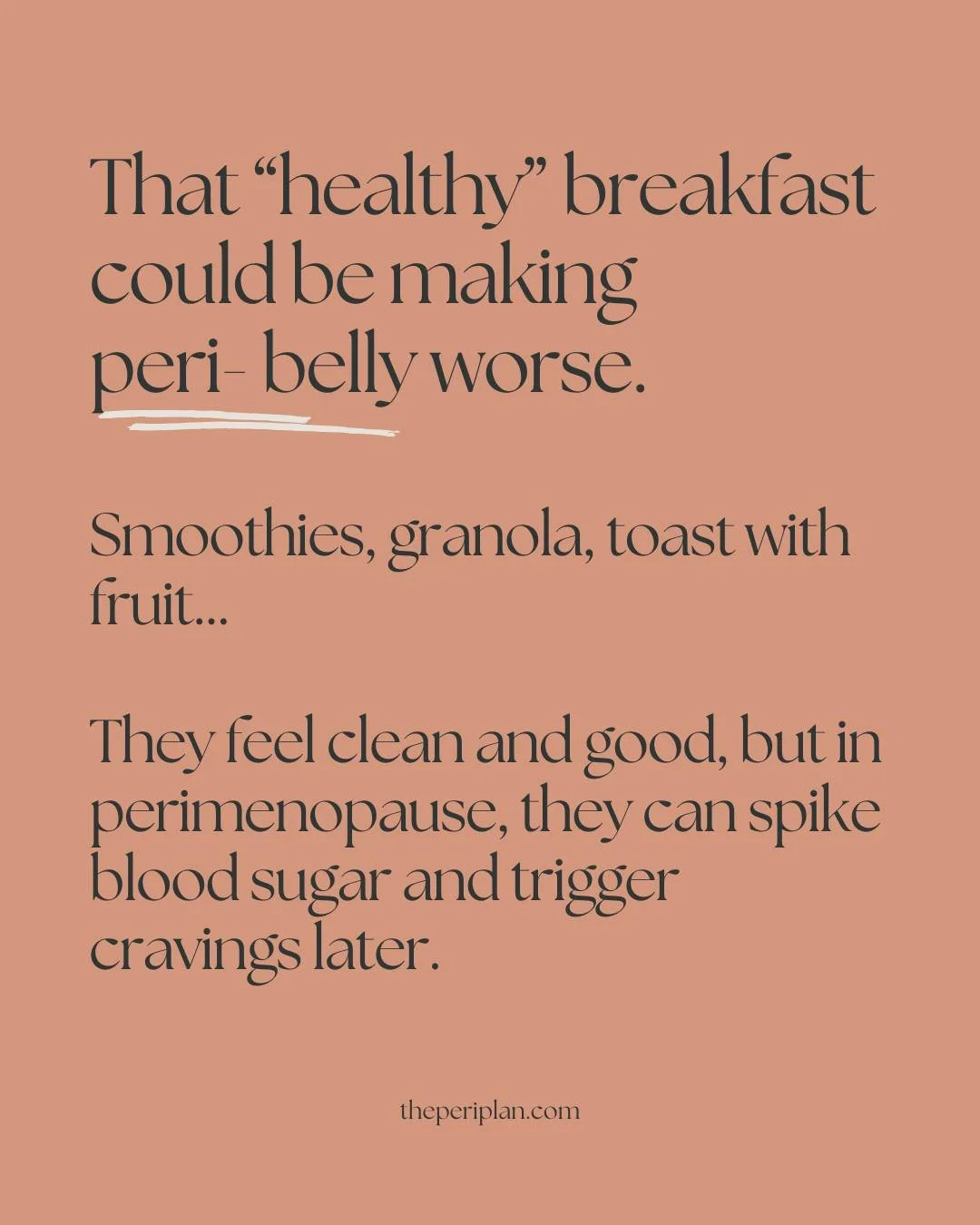 I used to think smoothies, granola, or fruit-on-toast were perfectly fine... Until I noticed: mid-morning crashes, cravings, and bloating that wouldn&rsquo;t go away. 🥹

Here&rsquo;s what&rsquo;s really happening in midlife:
&bull; Quick carbs spike