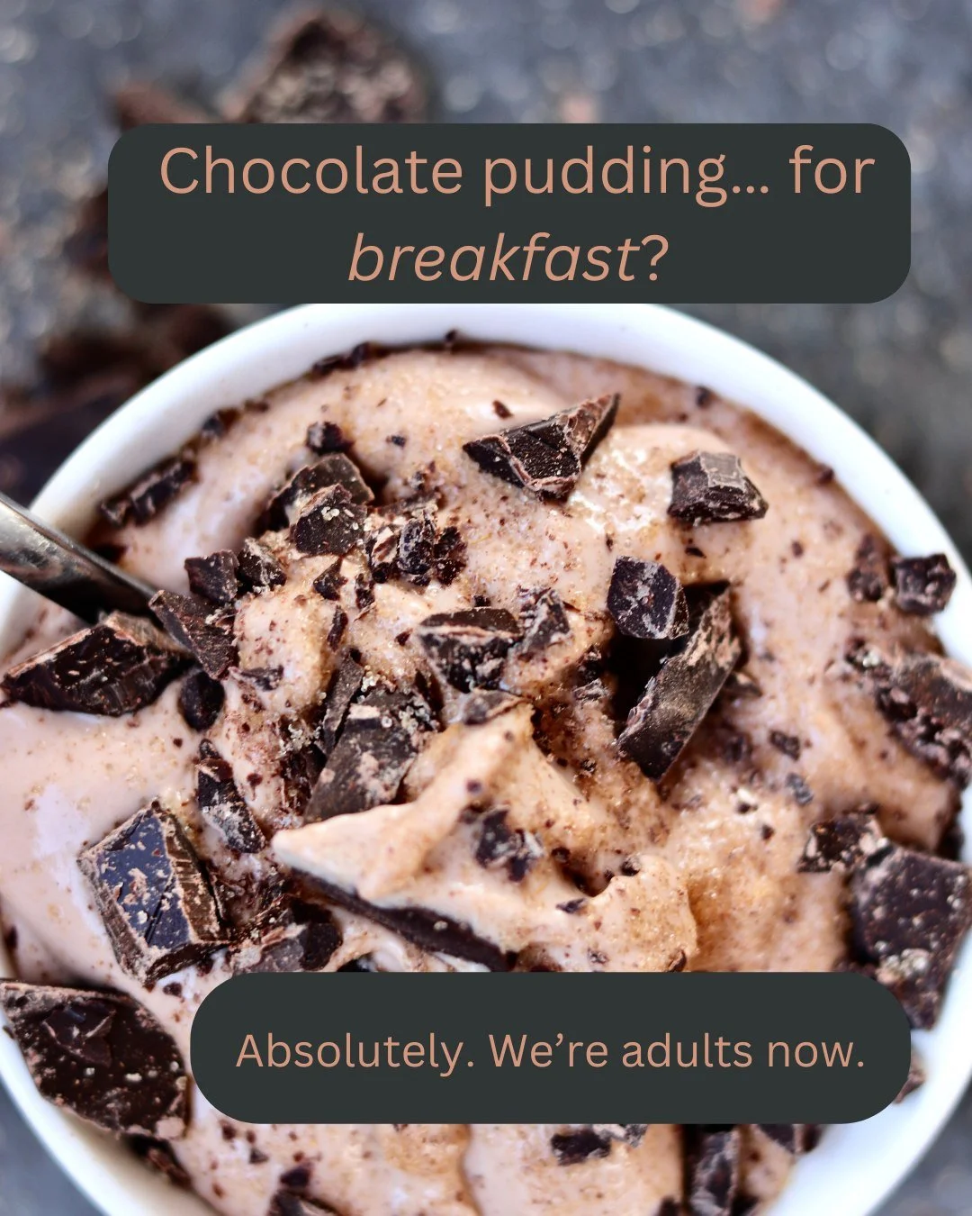 Perimenopause is not the time for joyless breakfasts. 😅

It&rsquo;s time for nourishment that feels satisfying&hellip; and a little bit indulgent.

Chocolate pudding.
For breakfast.
Makes total sense.

Starting the day with 30g protein helps steady 