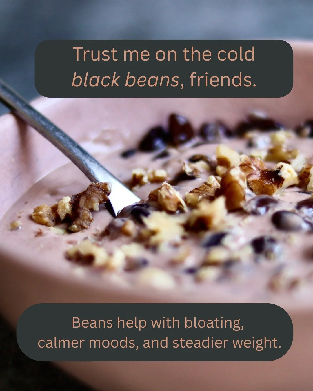 Let&rsquo;s talk about beans 🤍
Especially in perimenopause.

Black beans are one of the most quietly powerful foods we can include during this season of life - not for &ldquo;fixing&rdquo;&hellip; but for support.

They&rsquo;re rich in soluble fibr