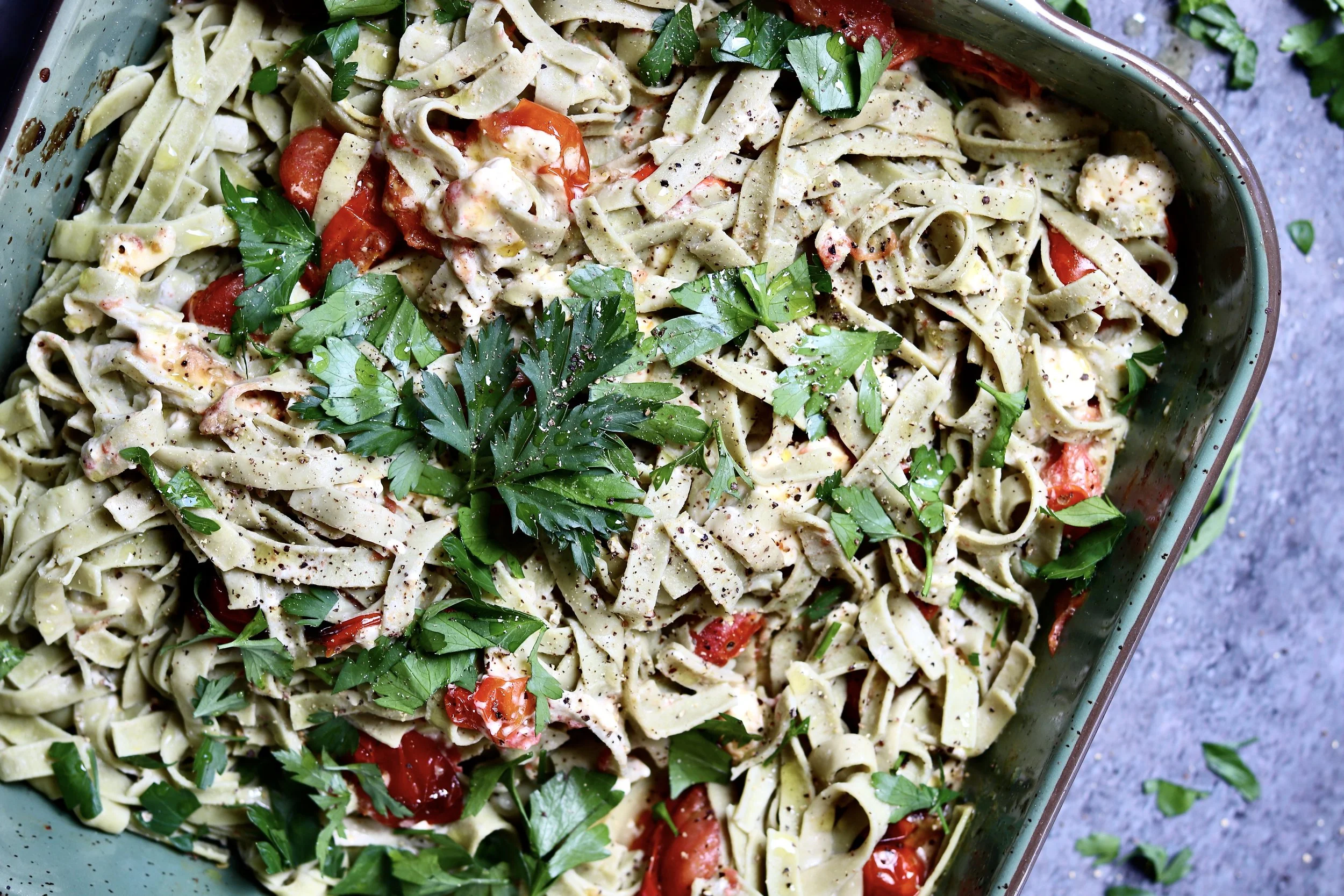 Tomato, Feta &amp; Edamame Pasta