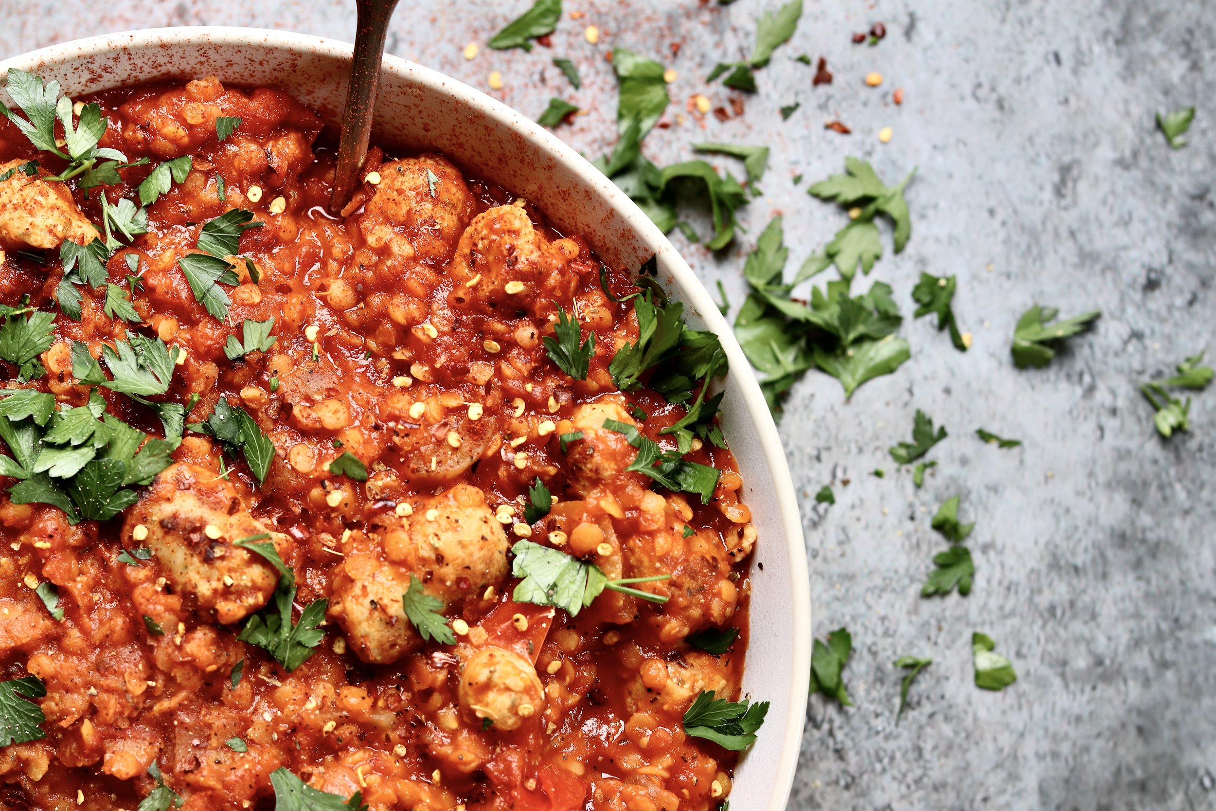 Sausage &amp; Red Lentil Power Pot