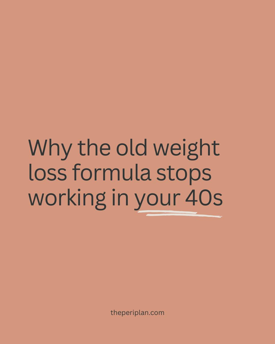 For years, the weight loss formula was verrrry simple: eat less and move more. Easy.

And for a while, it worked.

But somewhere in our 40s, most of us start to notice our body doesn&rsquo;t respond the same way anymore. You might be eating the same 