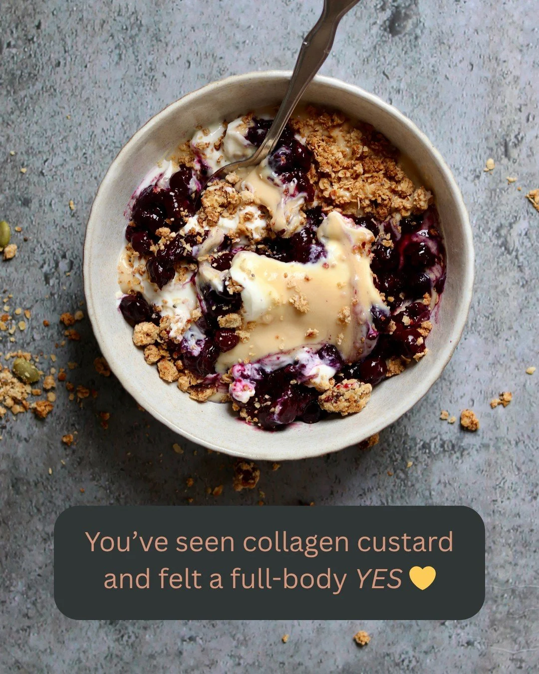 ✨When dessert starts pulling its weight&hellip;✨

This collagen custard moment? It's not just pretty. It's working hard doing things for our midlife body.

We have...
&ndash; protein to keep you full (not rummaging through the pantry an hour later)
&