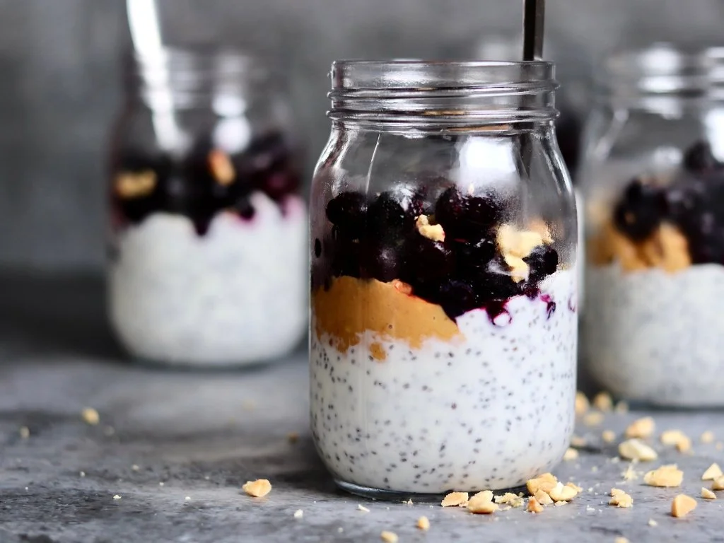 Peanut Butter &amp; Blueberry Chia Pots