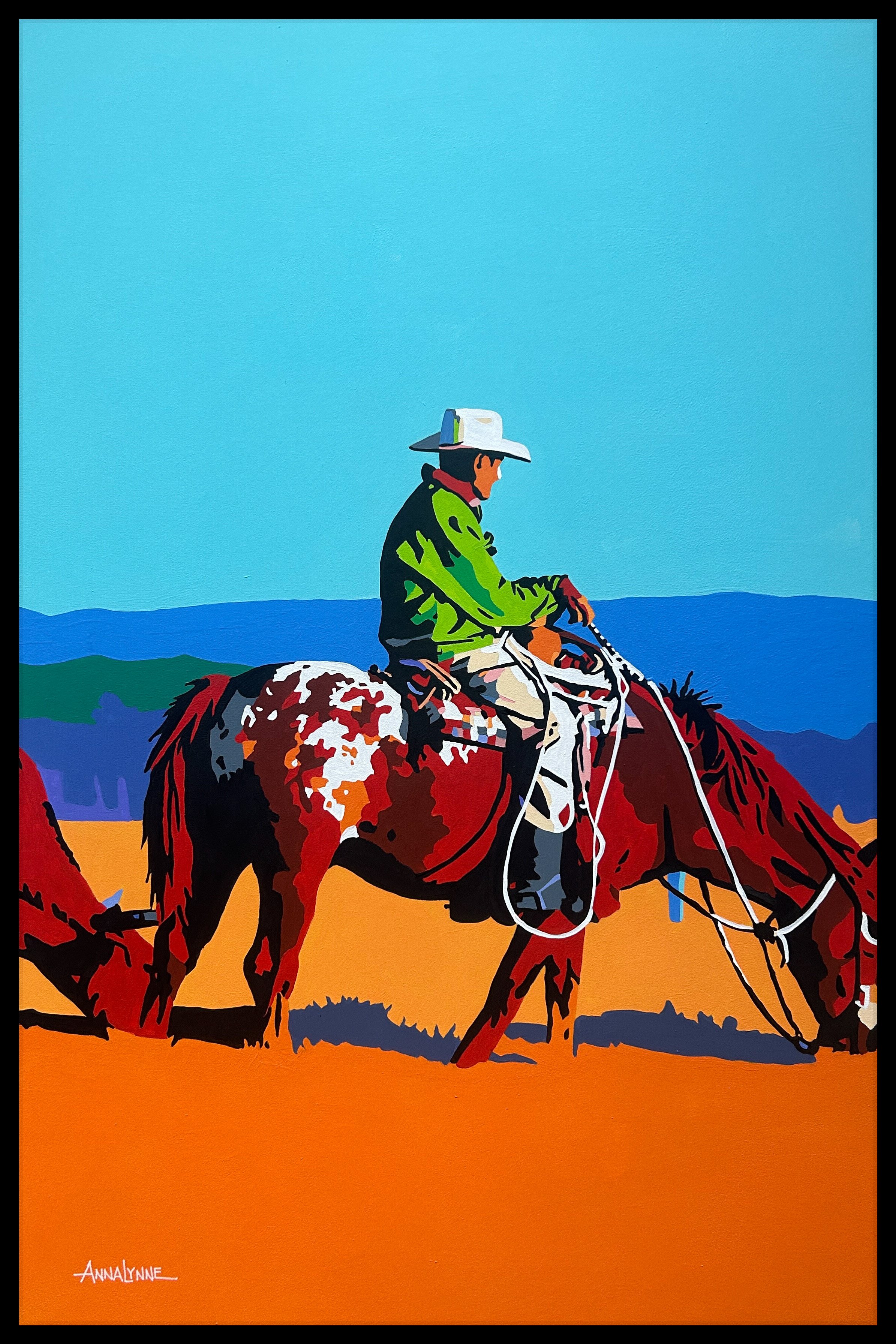 SOLITUDE IN THE SADDLE  24 x 36 acrylic