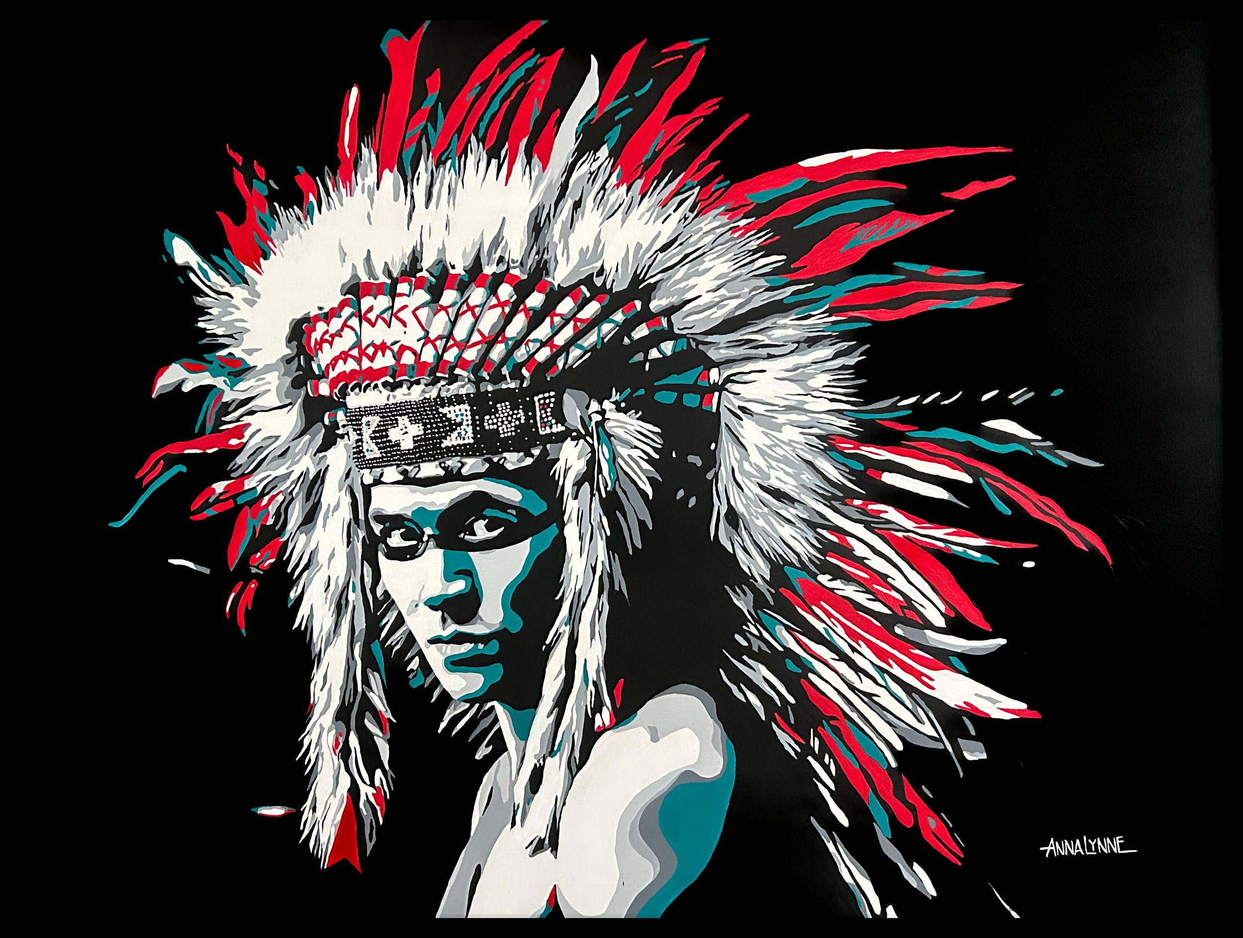 RED FEATHER - 
48 x 36 acrylic on panel - SOLD