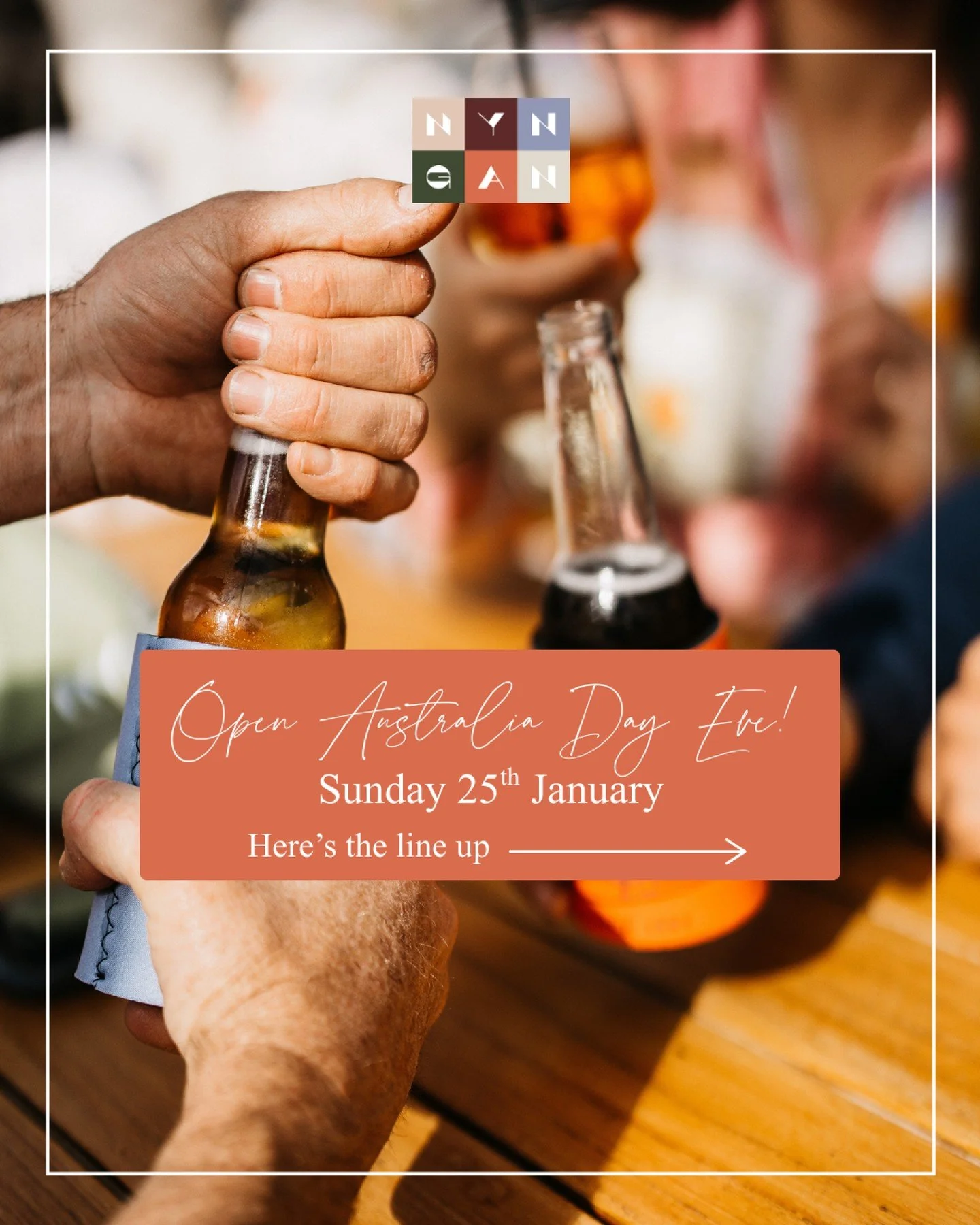 🇦🇺 Australia Day Long Weekend at The Nyngan Hotel 🇦🇺

Good news &mdash; we&rsquo;re OPEN Sunday night 25th for the Australia Day long weekend!
(Yes, even though we usually close Sunday afternoons 😉)

✨ Full dinner service
🎶 Live music with Red 
