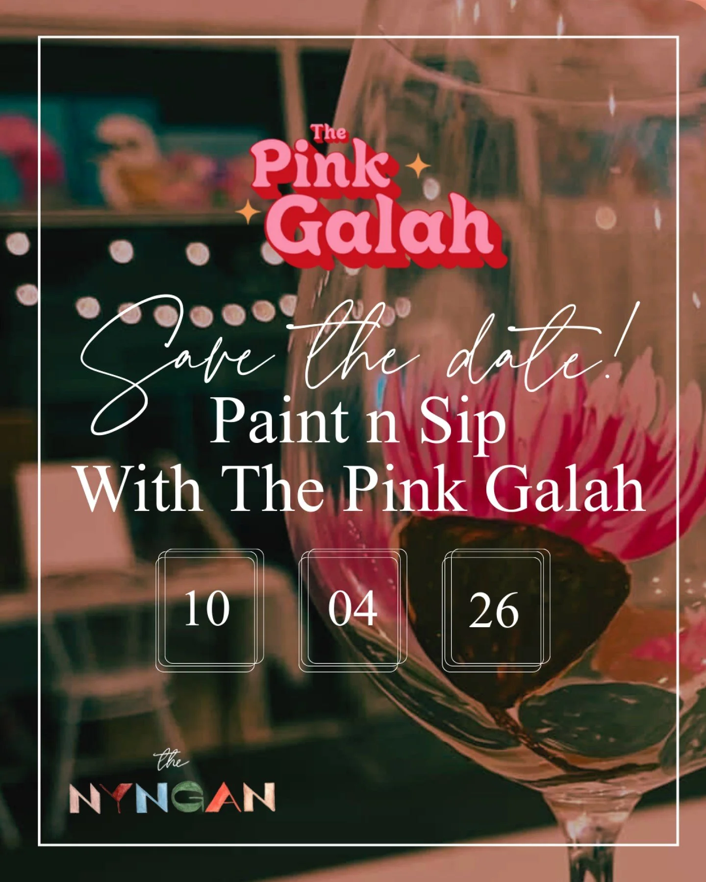 🎨 Save the date for Friday, 10th April at 6pm. 🎨

We&rsquo;re teaming up with The Pink Galah for another Paint &amp; Sip but this time we&rsquo;re doing things a little differently. Instead of canvas, you&rsquo;ll be painting your own wine glasses 