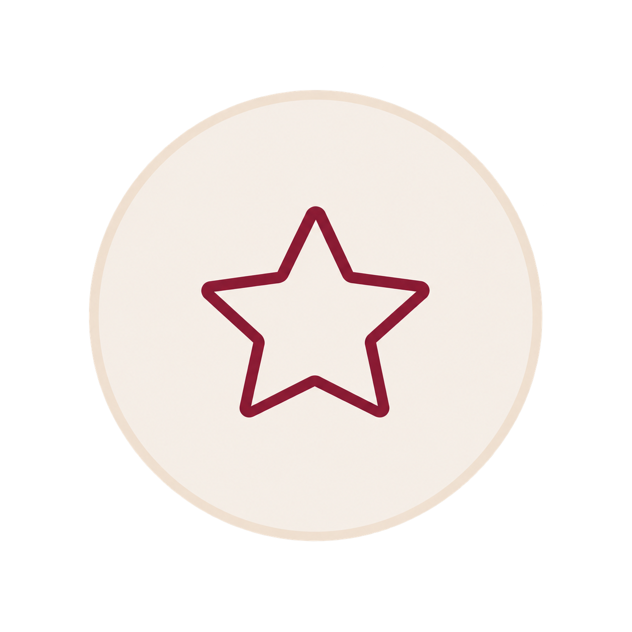 White circular badge with a five-point star outline in the center.