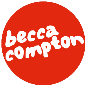 a red circle with 'becca compton' written inside the circle.