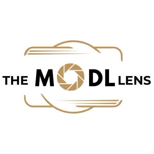 Logo for The Modellist featuring a stylized camera outline with the words The Modellist and a camera aperture icon.