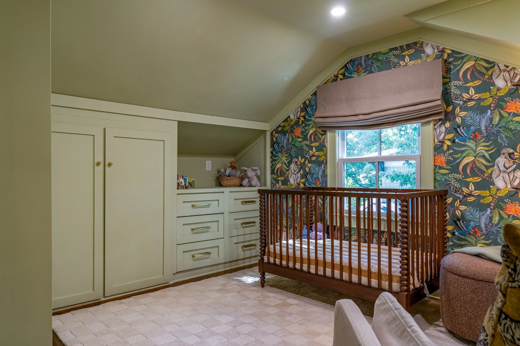 custom millwork under vaulted roof