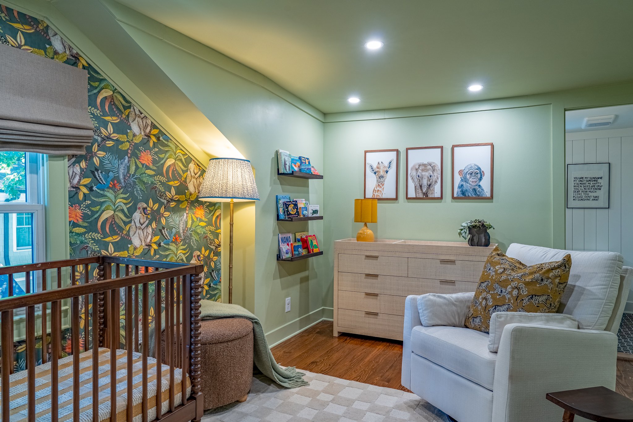 sage green nursery designed by mimi interiors