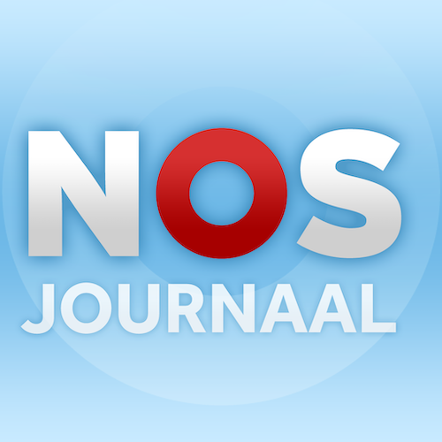 Logo van NOS Journaal met blauwe achtergrond en de tekst 'NOS JOURNAAL', waarbij de 'O' rood is.
