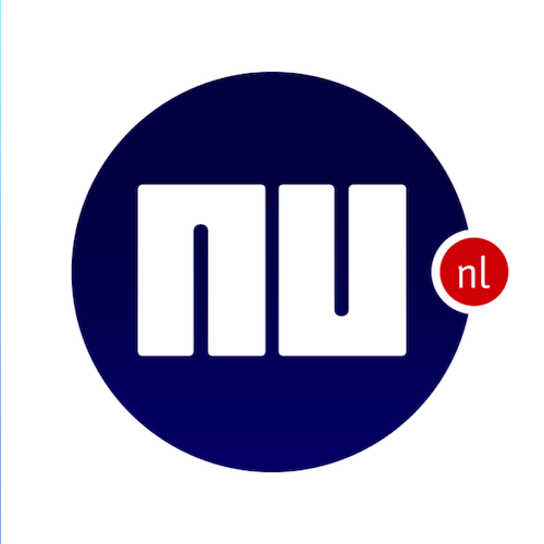 Logo met de letters 'nU' in witte kleur op een blauwe cirkel, met een kleine rode cirkel met 'nl' erop rechts ervan.