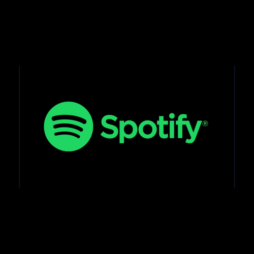 Het logo van Spotify met een groene cirkel en zwarte signaalgolven op een zwarte achtergrond.