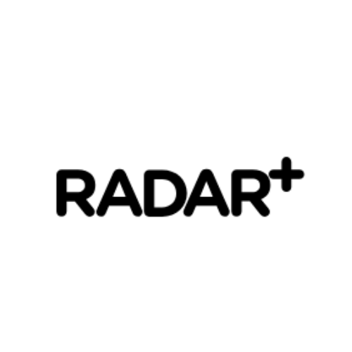 Logo van radar plus op een witte achtergrond.