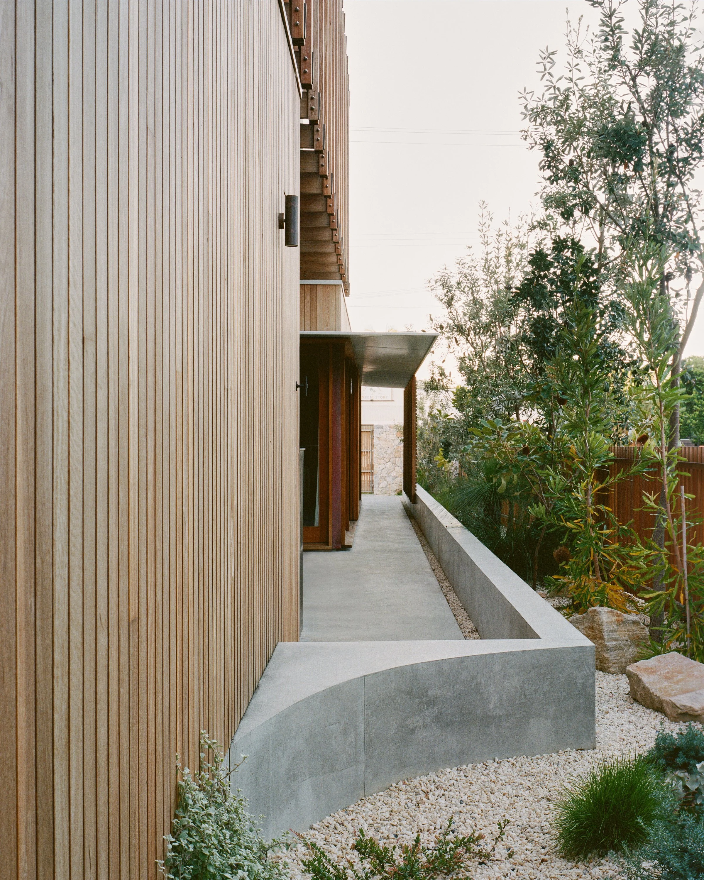 Honed Concrete outdoor off form concrete wall Byron Bay