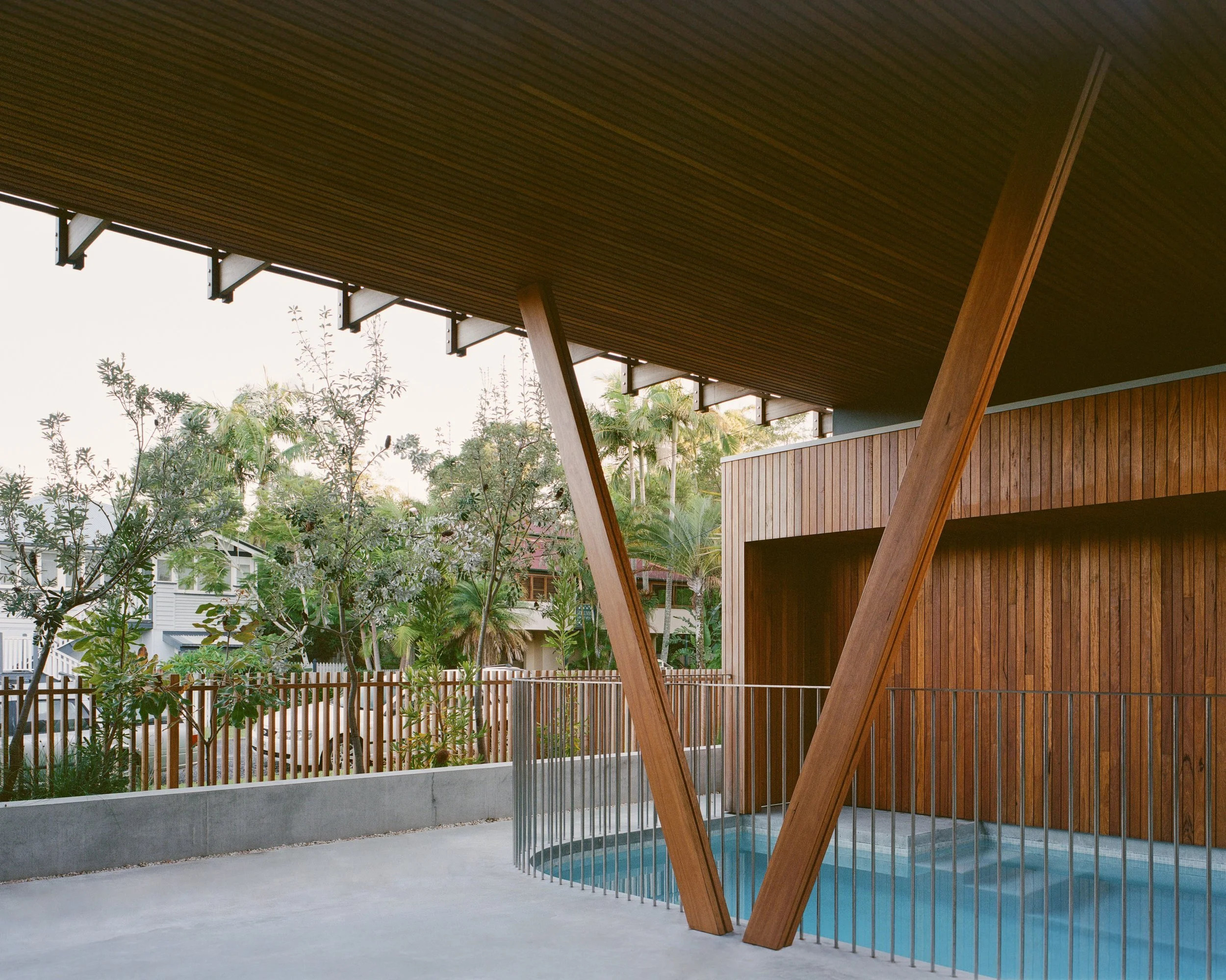 Honed concrete pool surround Bangalow Road House Byron Bay