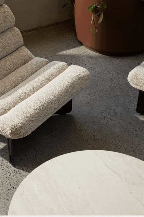 Detail shot light exposed polished concrete satin polish Tait showroom Byron Bay