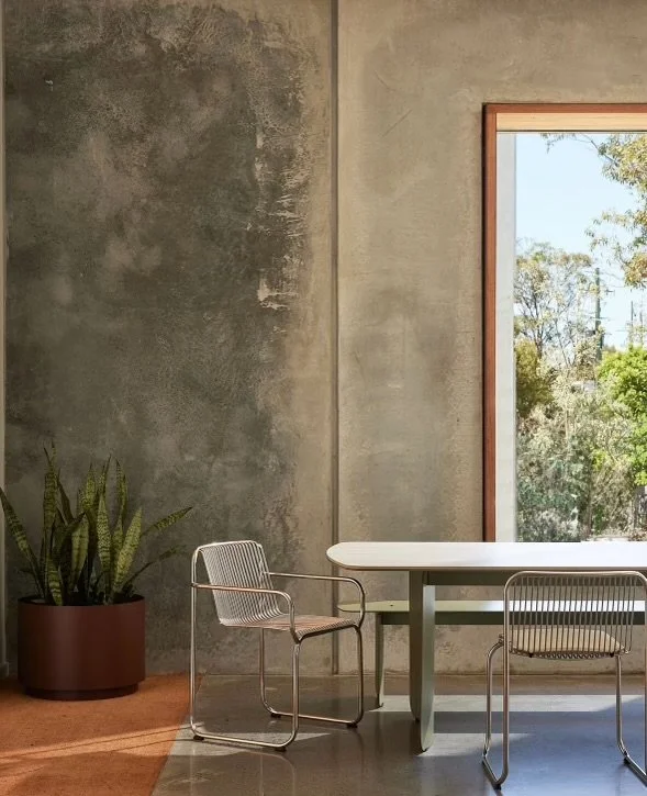 Lightly exposed polished concrete satin polish Tait showroom Byron Bay