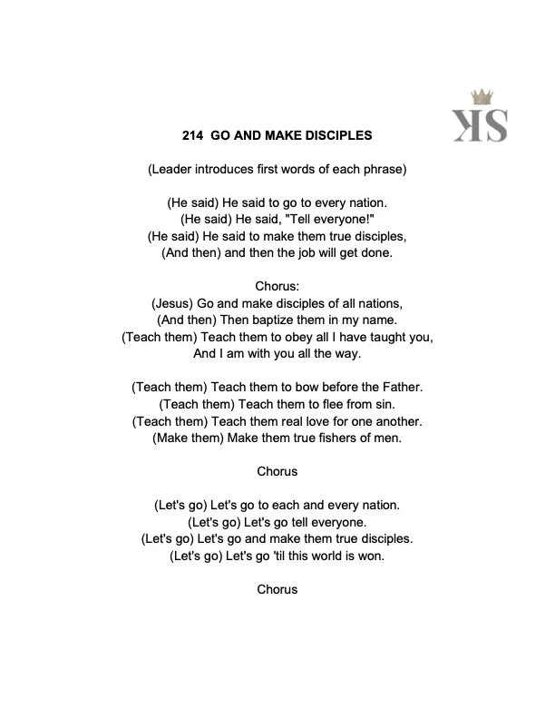 GO AND MAKE DISCIPLES 214 — CYBER SONG BOOK