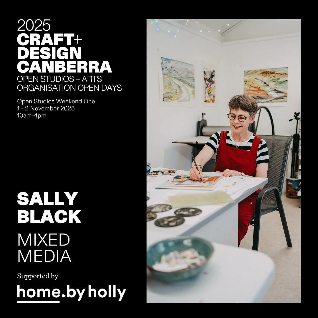 Save the date!
It&rsquo;s Open Studio time with Craft + Design Canberra for 2025.  I will be in my studio all weekend to welcome visitors and chat about my art practice.  Saturday and Sunday 1st and 2nd Nov at Strathnairn Arts , Holt ACT.
Love to see
