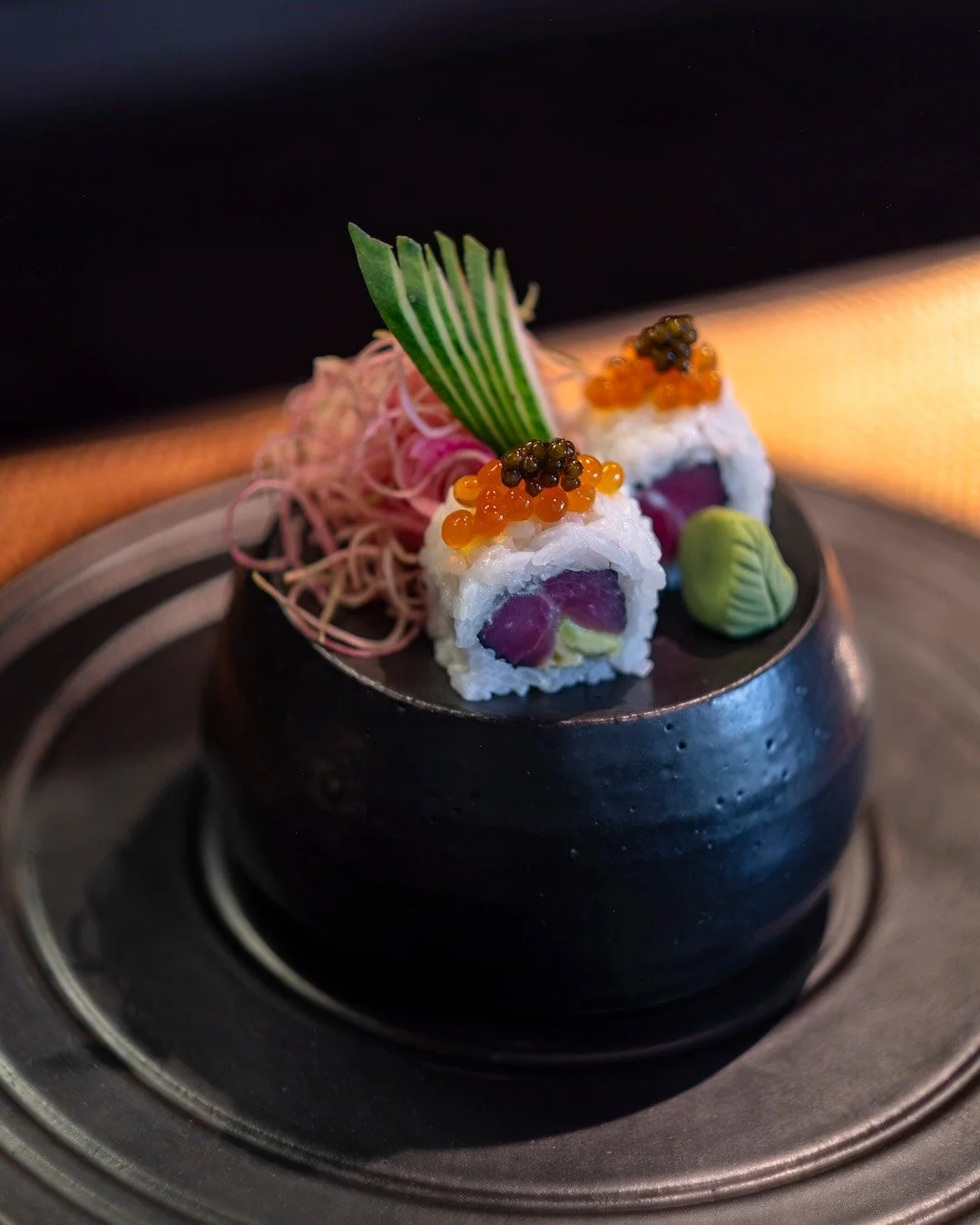 Sushi, Mori&rsquo;s way. 🥢 Fresh tuna or salmon over seasoned Japonica rice, crowned with Ikura and French caviar &mdash; where ocean freshness meets a touch of opulence.

www.moriubud.com
wa. ‪+6288211566925‬

#mori #kansha #omotenashi #ubud #bali 