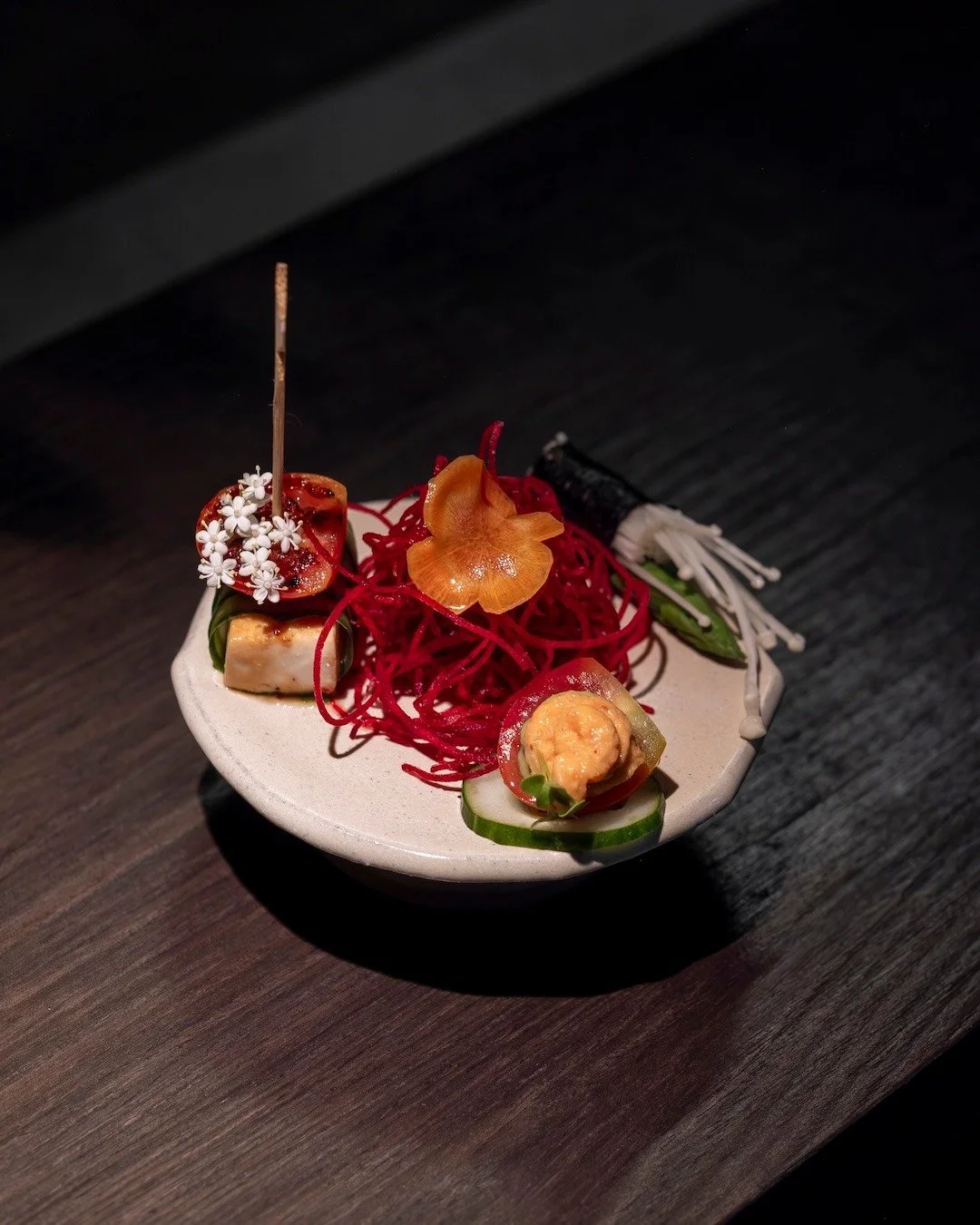 Let dinner unfold course by course at Mori Teppanyaki, where every dish is prepared with precision and every moment is part of the experience.

The Shifudo Set begins with a trio of amuse bouche, followed by sushi topped with ikura and caviar, a fres