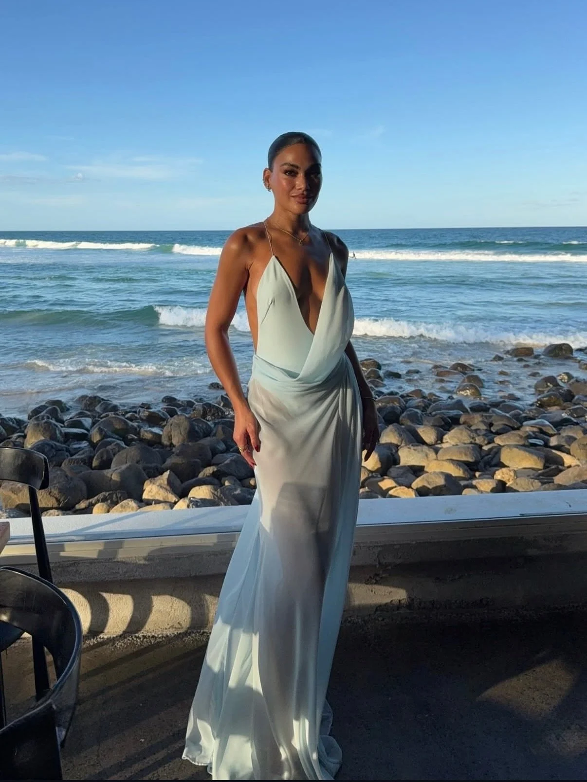 ✨ Natalie Rolt &ndash; Agnes Gown ✨

The Agnes Gown in Ice Blue is the definition of effortless elegance. With its soft draping and delicate silhouette, this piece is perfect for weddings, formal events, and special occasions by the water 🤍

▫️ Size