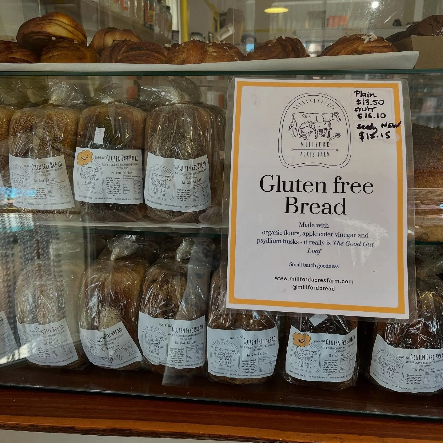 They&rsquo;re back! After a well deserved break @millford.acres @millfordbread is back on the counter. 
This gluten free bread is so incredibly popular. We know a lot of customers will be really happy to see it again, so we ordered quite a lot but do