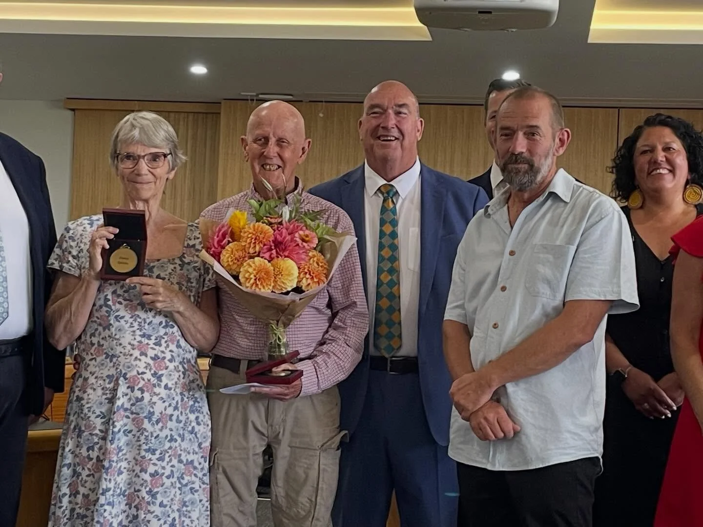 Today two of Candelo Bulk Wholefoods founders Jenny Spinks and her husband Chris Allen were presented with Bega Valley Medallions. The Bega Valley Medallion is presented for outstanding volunteer work across Bega Valley Shire and recognises one of th