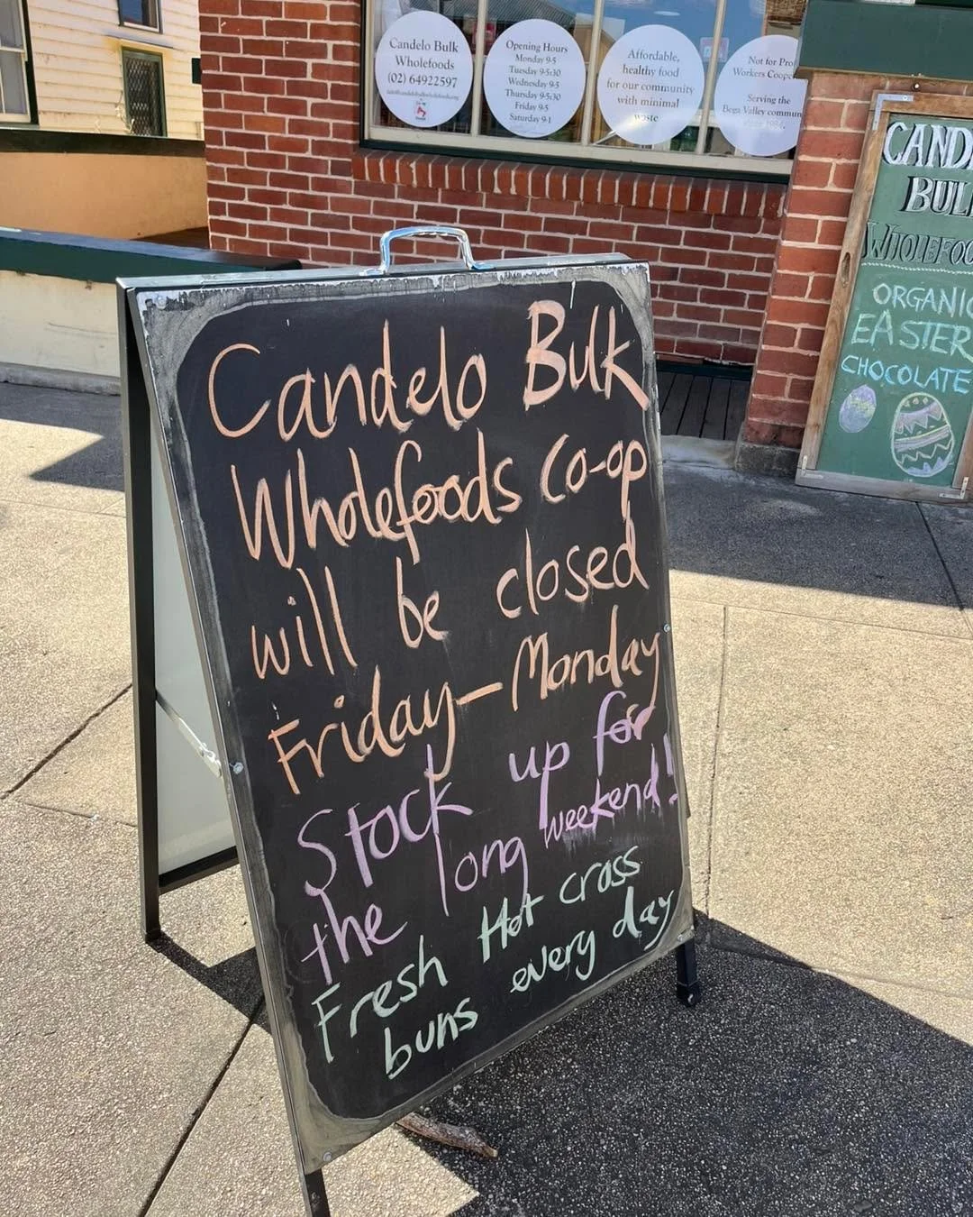 Easter trading hours

We are open today (Wednesday) until 5pm
Thursday 9-5:30pm
Closed all long weekend Friday - Monday
Reopening on Tuesday at 9am

The shelves are bursting with local and organic fruit and vegetables, fresh bread and hot cross buns,