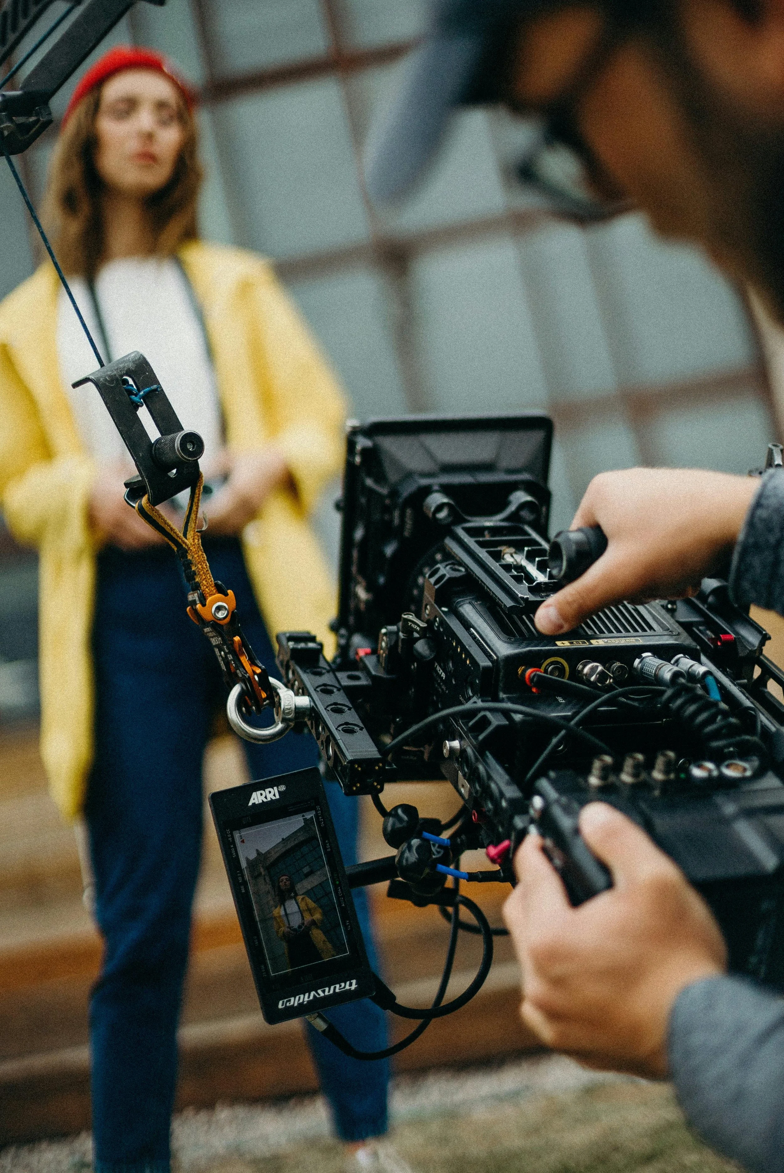 Film crew operating professional camera on set television film entertainment lawyer Australia