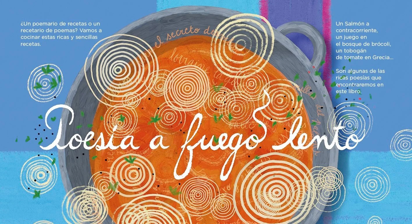 ¿Un poemario de recetas o un recetario de poemas? Vamos a cocinar estas ricas y sencillas recetas. Un Salmón a contracorriente, un juego en el bosque de brócoli, un tobogán de tomate en Grecia... son algunas de las ricas poesías que encontraremos. #r