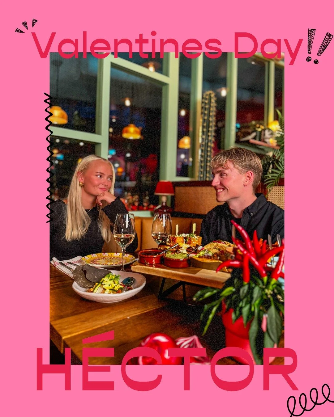 Valentine&rsquo;s Day, done the H&eacute;ctor way ❤️&zwj;🔥 Tacos. Margaritas. Mood.

Tables are limited &mdash; you know what to do. 

#valentinesday #valentinesath&eacute;ctor