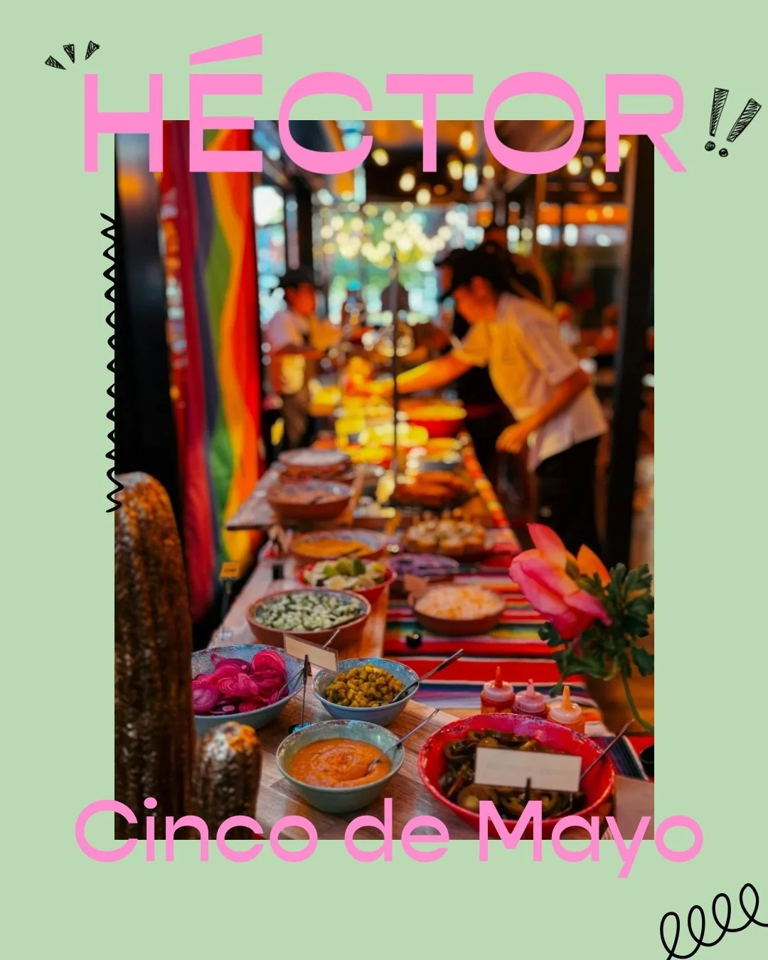 Cinco de Mayo at H&eacute;ctor 🇲🇽 (may 5th). We&rsquo;re going ALL IN. Buffet only. All day. No exceptions.

12:00&ndash;16:00 &mdash; Lunch Buffet 199 NOK
16:00&ndash;22:00 &mdash; Dinner Buffet 399 NOK

Tacos, toppings, salsas, churros&hellip; th