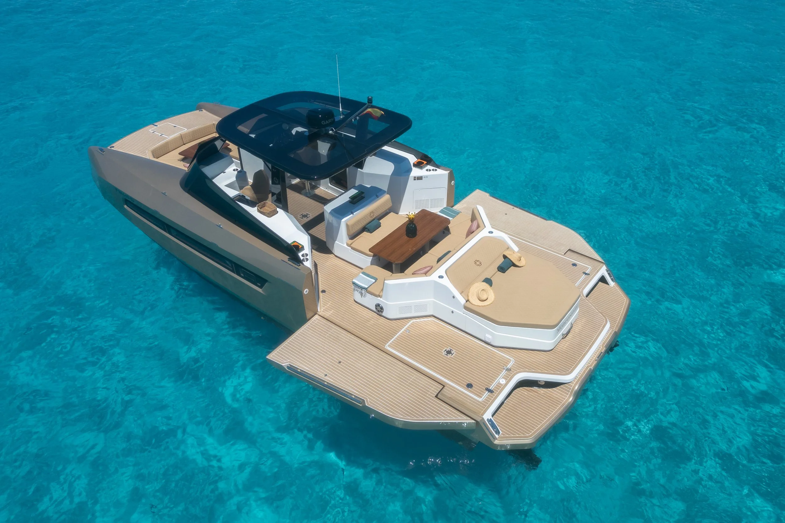 luxury yacht on clear turquoise water