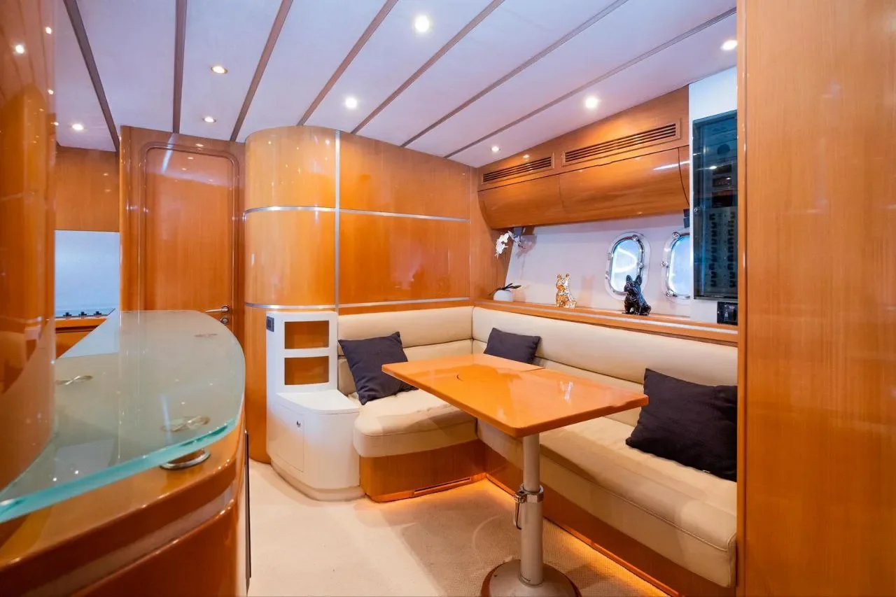 Numarine 55 Bewitched interior salon view showing dining table and comfortable seating