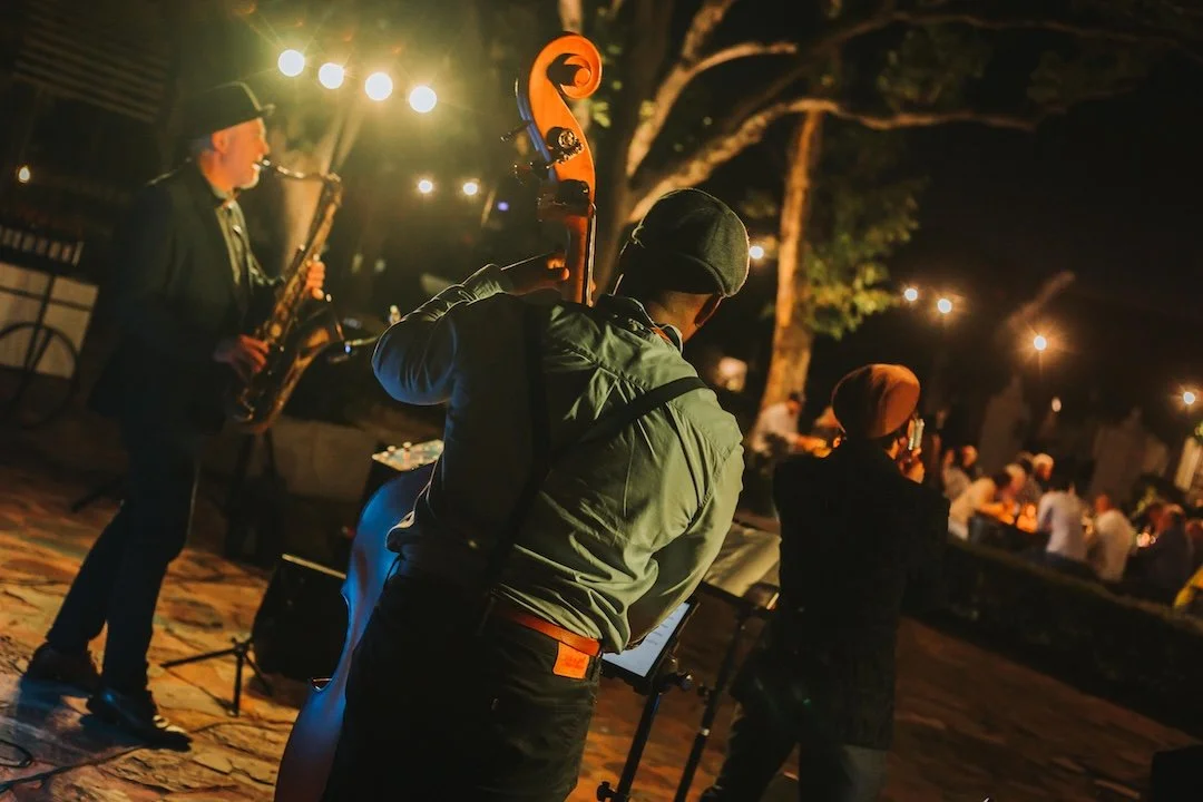 Jaz player and saxophone at Vergenoegd Low Jazz Under the Stars event