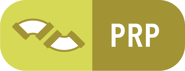 Graphic illustration of DNA double helix with the text 'PRP' next to it.