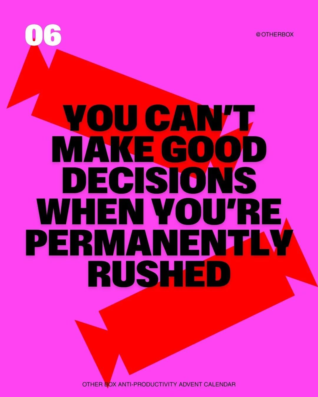 Day 6 in our Anti-Productivity Advent Calendar with the reminder that ➡️
You can&rsquo;t make good decisions when you&rsquo;re permanently rushed.

When your days are packed hour to hour with no space to pause, your nervous system doesn&rsquo;t get t
