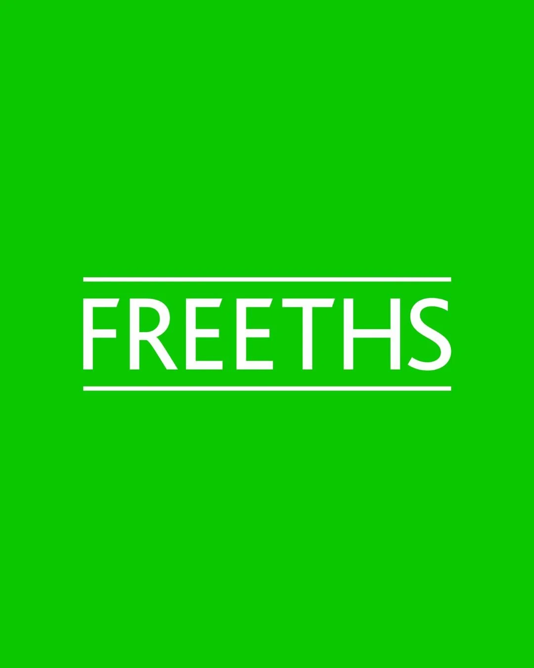 Freeths logo on a green background
